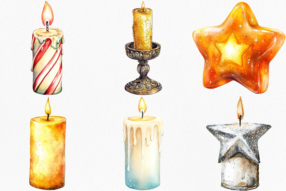 Christmas Glitter Candle Clipart, an Illustration by Canvas Craft (Photo 4 of 8)