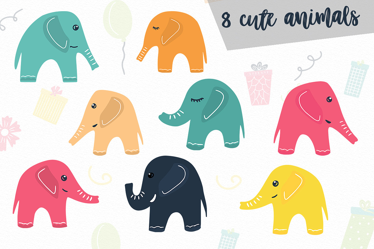 Elephant's party vector clipat, an Animal Illustration by SketchCliparts (Photo 2 of 7)