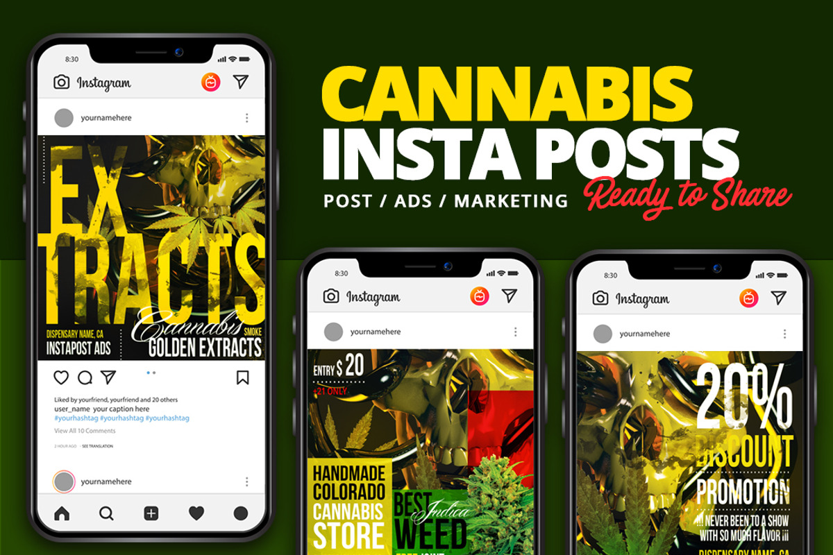 Social Media Cannabis Posts Pack, a Social Media Template by Maioriz Shop (Photo 5 of 5)