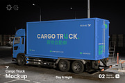 Cargo Truck Mockup Day & Night Scene, an Advertising Mockup by Rielismee (Thumbnail 1 of 5)