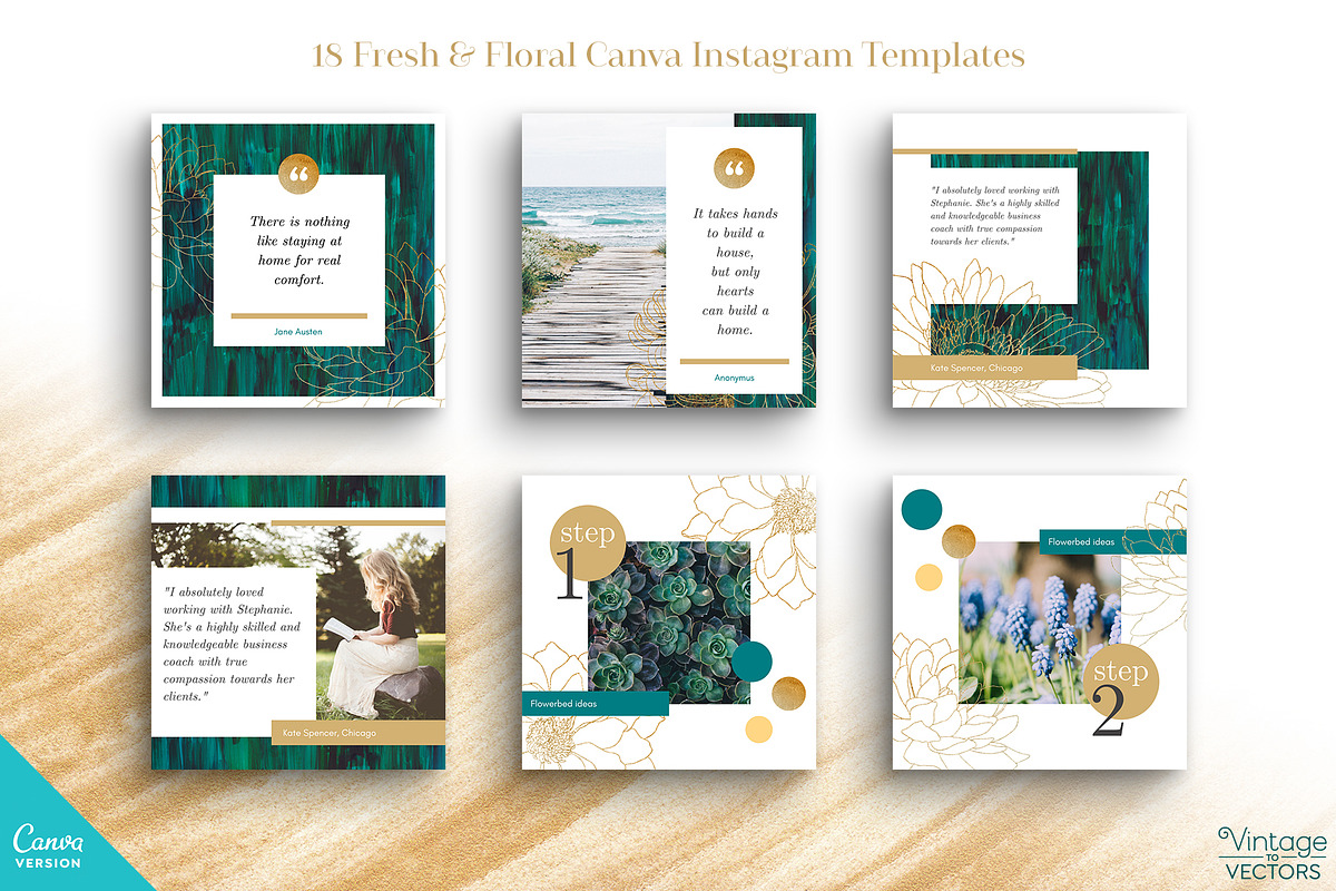 GARDENIA Canva Instagram Templates, a Social Media Template by Vintage To Vectors (Photo 2 of 6)