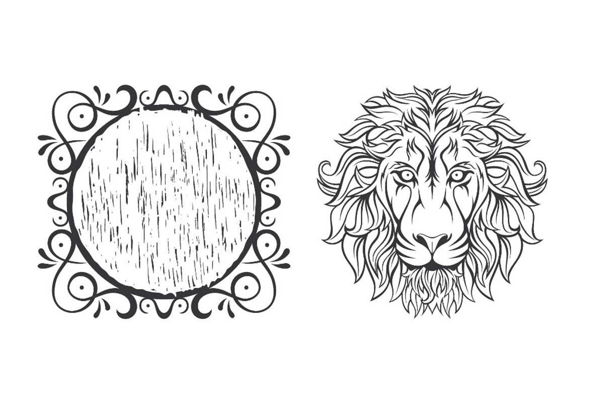 Lion Vector + frame, an Illustration by weervector (Photo 3 of 3)