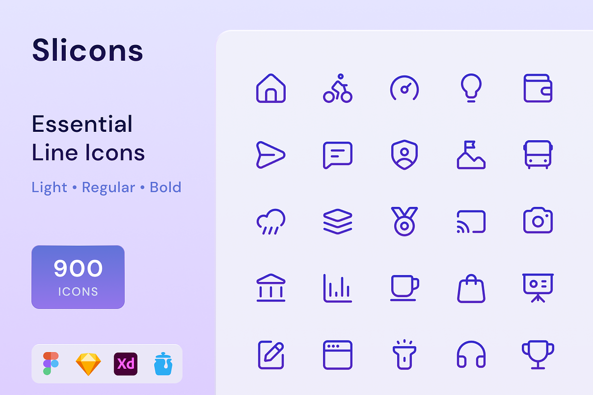 Slicons Essential Line Icons, an Outline Icon by KushJain (Photo 1 of 5)