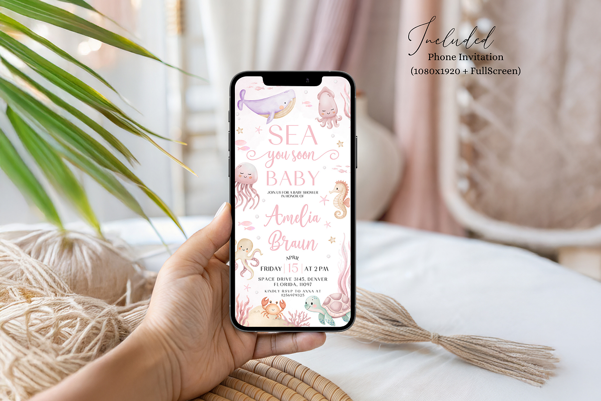 Sea You Soon Baby Invitation Set, an Invitation Template by Digital_Mind (Photo 3 of 6)