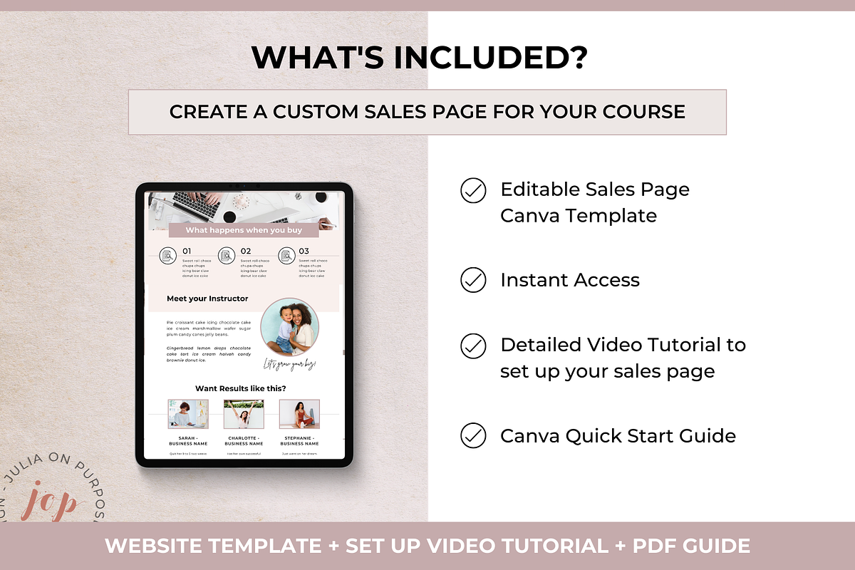 Course Sales Page Canva Template, a Landing Page Template by Julia On Purpose (Photo 3 of 8)