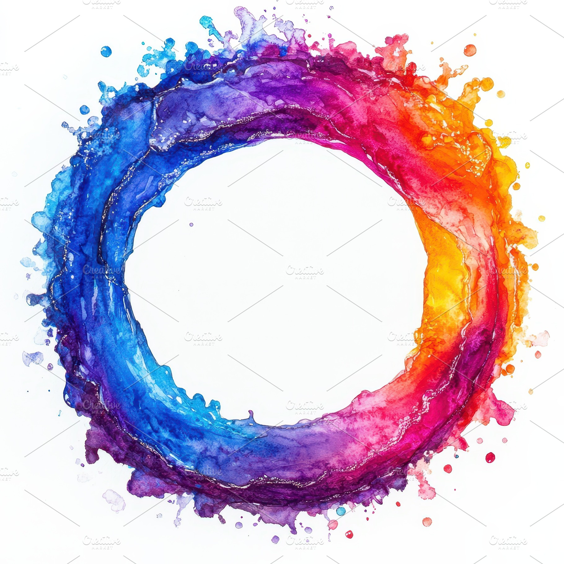 Vibrant watercolor circle abstract a, an Abstract Photo by Pixeness Studio