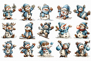 Funny Christmas Snowman Clipart, an Illustration by Libby Wishes (Thumbnail 2 of 7)