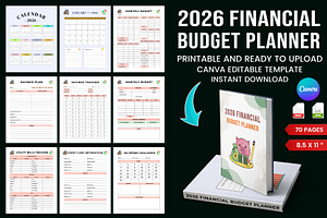 2026 Financial Budget Planner, a Stationery Template by Designmela01