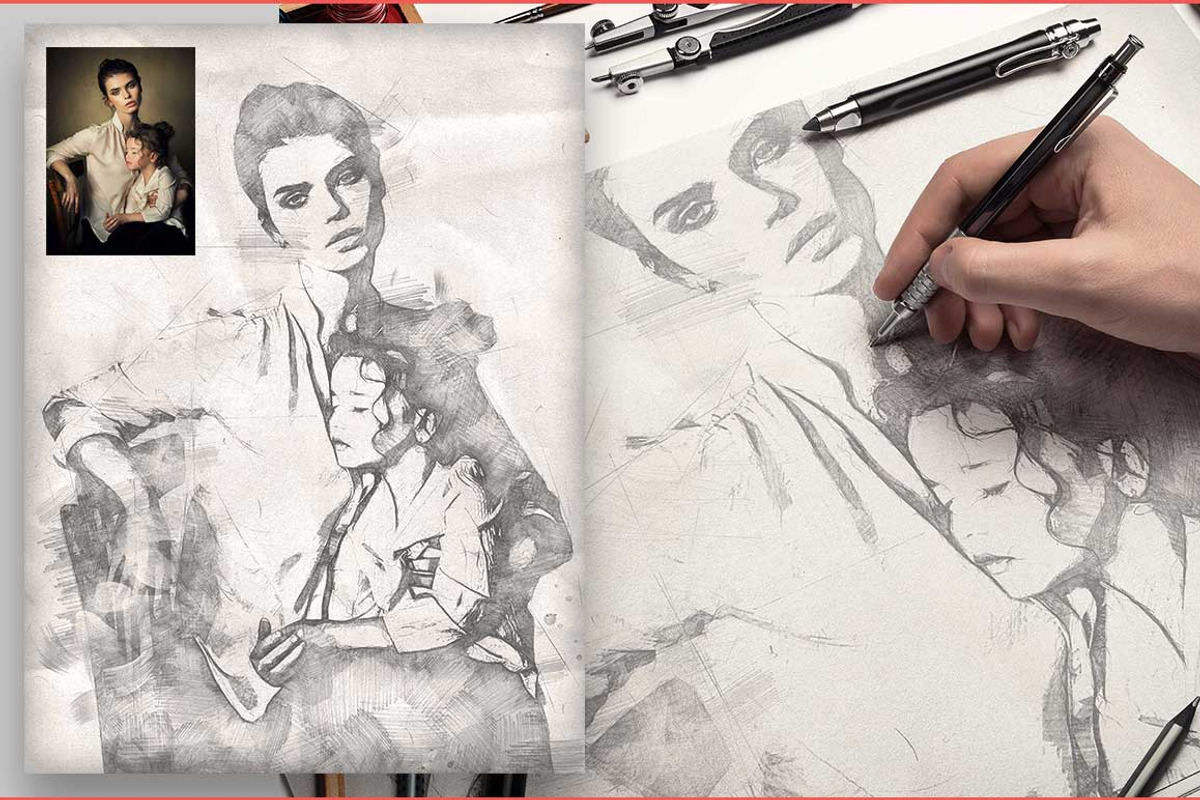 Realistic Pencil Sketch CS3+, an Action Add-On by Amorjesu.com (Photo 6 of 16)