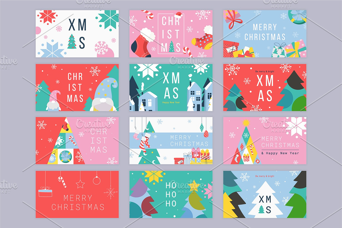 Merry Christmas Cover Templates, a Seasonal Illustration by alexdndz (Photo 2 of 11)