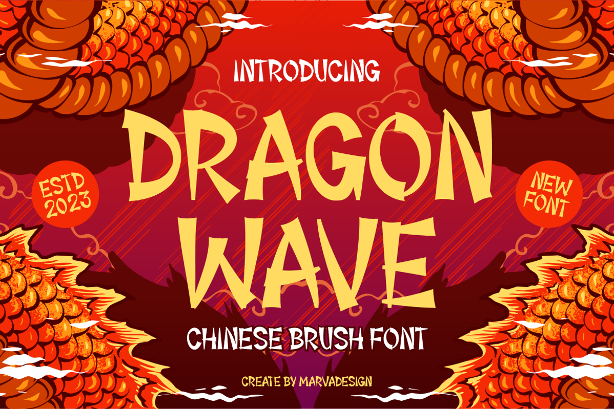 Dragon Wave - Modern Chinese Brush, a Handwritten Font by Marvadesign (Photo 1 of 7)