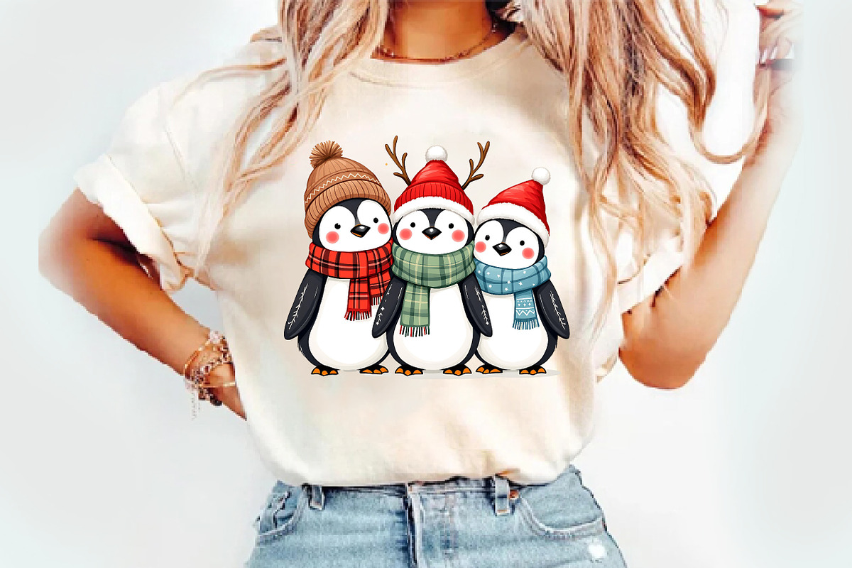 Just A Merry Penguin Christmas Png, an Illustration by Watercolor design (Photo 3 of 3)