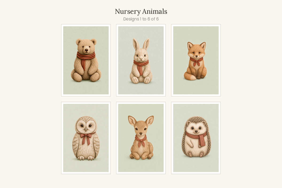 Woodland Nursery Animals, Set of 6, an Animal Illustration by LanternkinStudio (Photo 2 of 6)