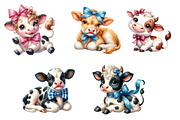 Cute Baby Cow Watercolor Clipart, an Illustration by CreationArt (Thumbnail 2 of 6)