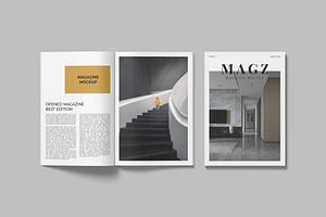 Cover And Opened Magazine Mockup