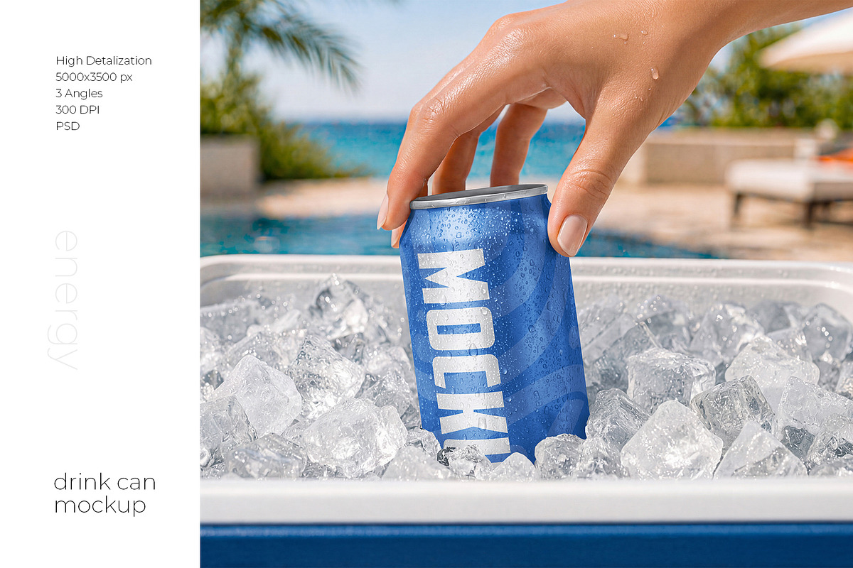 Energy Drink Can Mockup Set, a Packaging Mockup by Country4k (Photo 1 of 5)