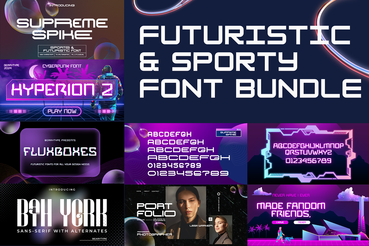 Futuristic and Sporty Font Bundle, a Sans Serif Font by BearyType Studio (Photo 1 of 11)
