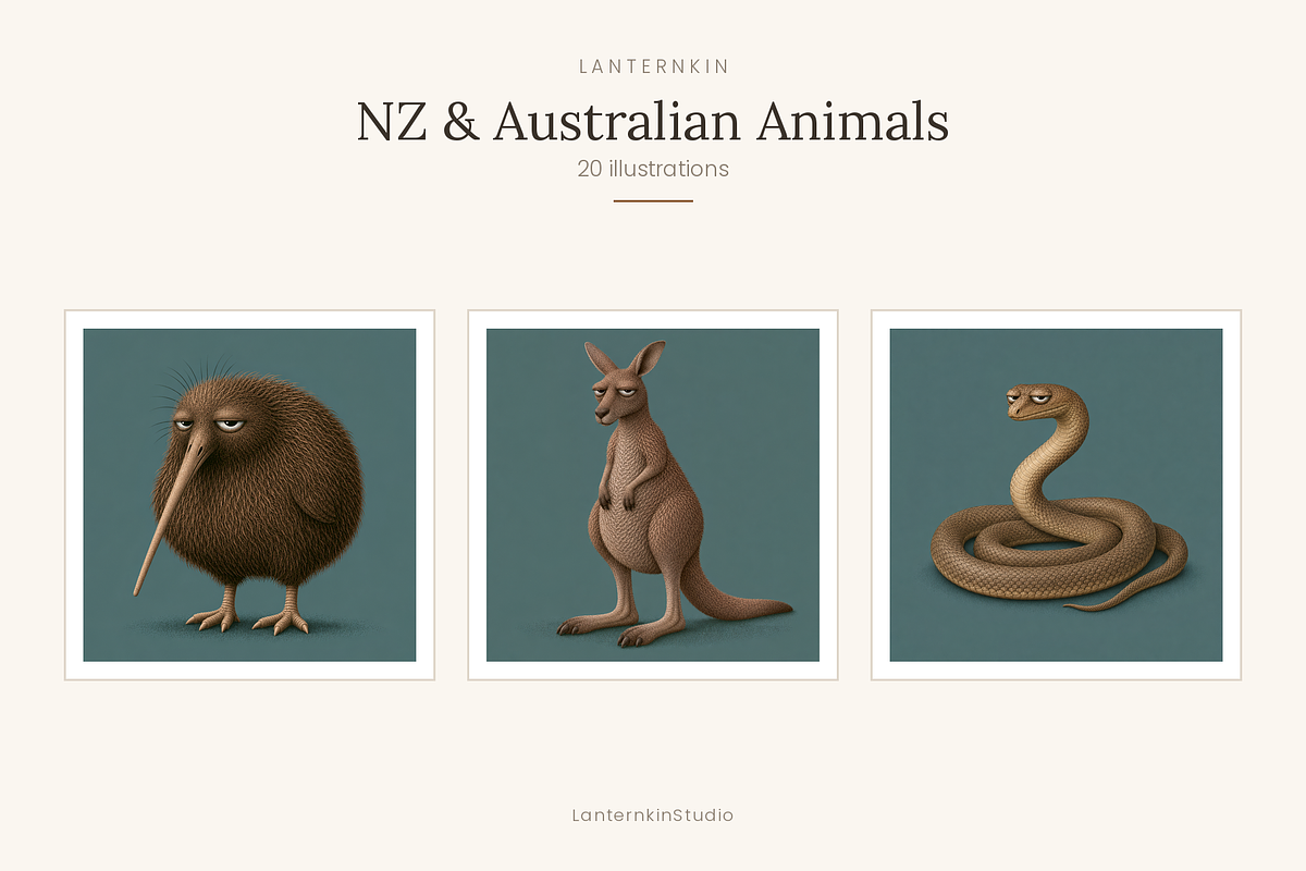 NZ & Australian Animals, Set 20, an Animal Illustration by LanternkinStudio (Photo 1 of 12)