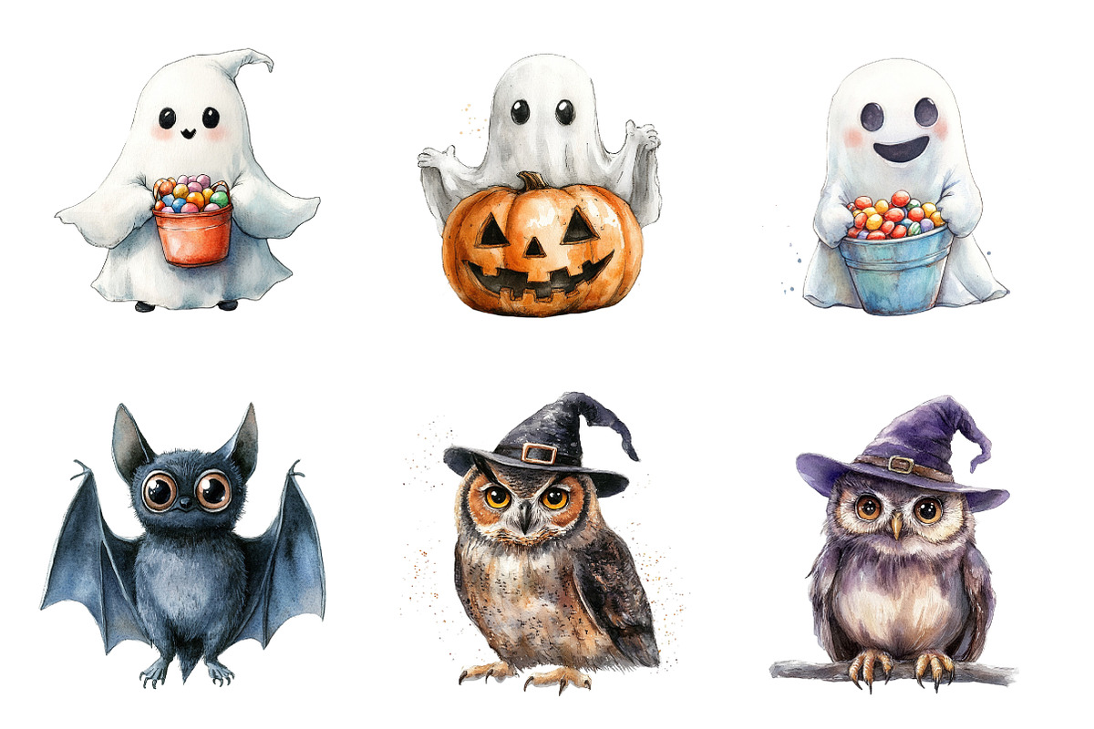 Cute Halloween Clipart Bundle, an Illustration by SinaCreation (Photo 2 of 7)