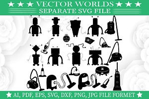 Vacuum Robot SVG, Vacuum Robot SVG, an Object Graphic by VectorWorlds