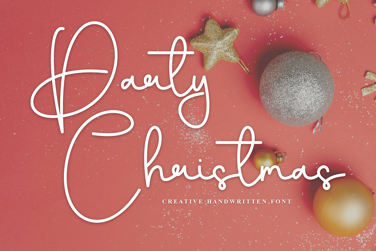 Party Christmas | Script Font, a Handwritten Font by Scratchones (Photo 1 of 8)