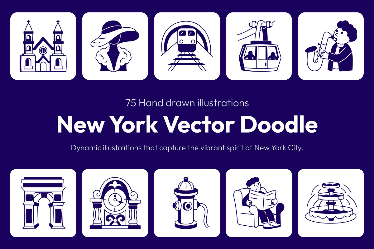 New York Vector Drawing Set, an Outline Icon by Vectors Market (Photo 1 of 8)