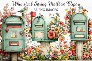 Whimsical Spring Mailbox Clipart, an Illustration by Craft Nest