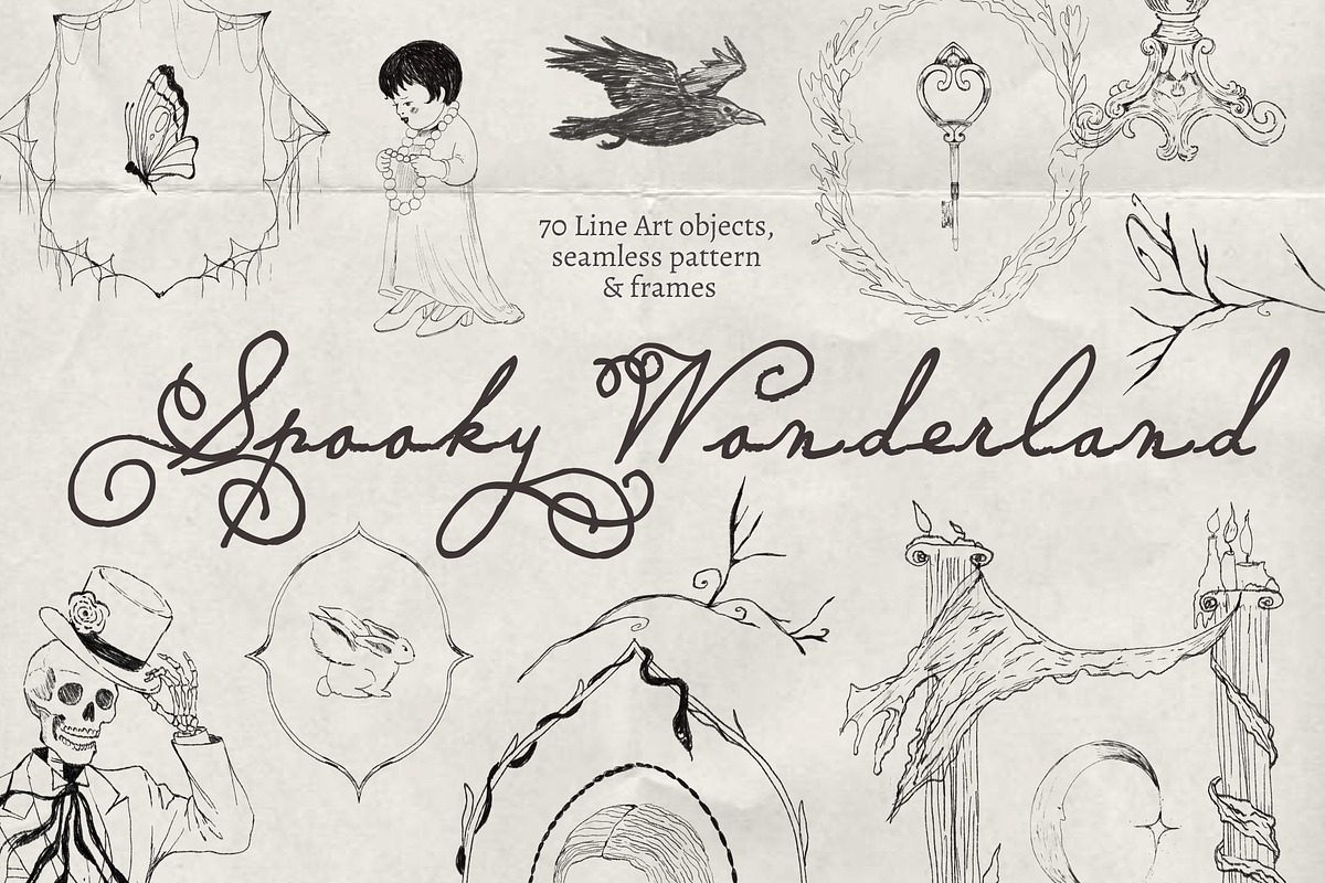 Spooky Party: Halloween Line Art Set, a Decorative Illustration by NES.project (Photo 1 of 11)