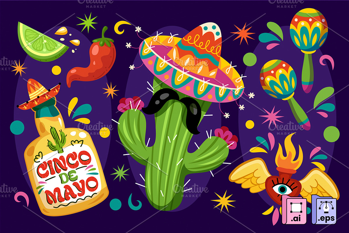 Cinco De Mayo Fiesta Elements, a Seasonal Illustration by MISS CHATZ (Photo 3 of 3)
