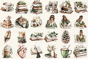 Cozy Reading Watercolor Clipart Set, an Illustration by DreamCafeArt (Thumbnail 2 of 6)