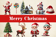 Merry Christmas Clipart Characters, an Object Graphic by Black Spade Design (Thumbnail 1 of 4)