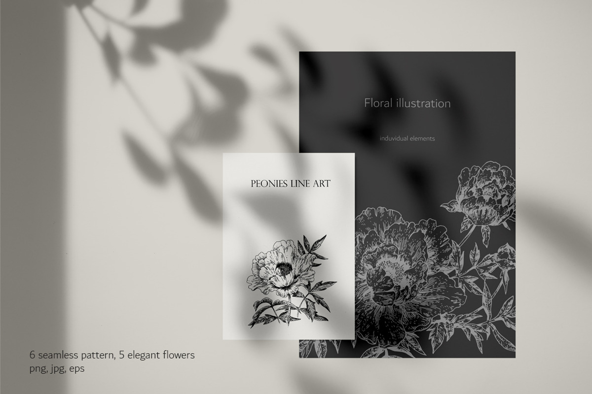 Peonies Line Art, a Decorative Illustration by Anastasia (Photo 4 of 9)