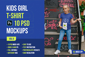 Kids Girl T-Shirt PSD Mockups Vol8