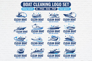 16 Boat cleaning logo bundle, a Branding & Logo Template by Guavanaboy