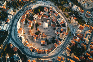 Aerial view of the historic Old City, a Photo by Iftikhar Alam