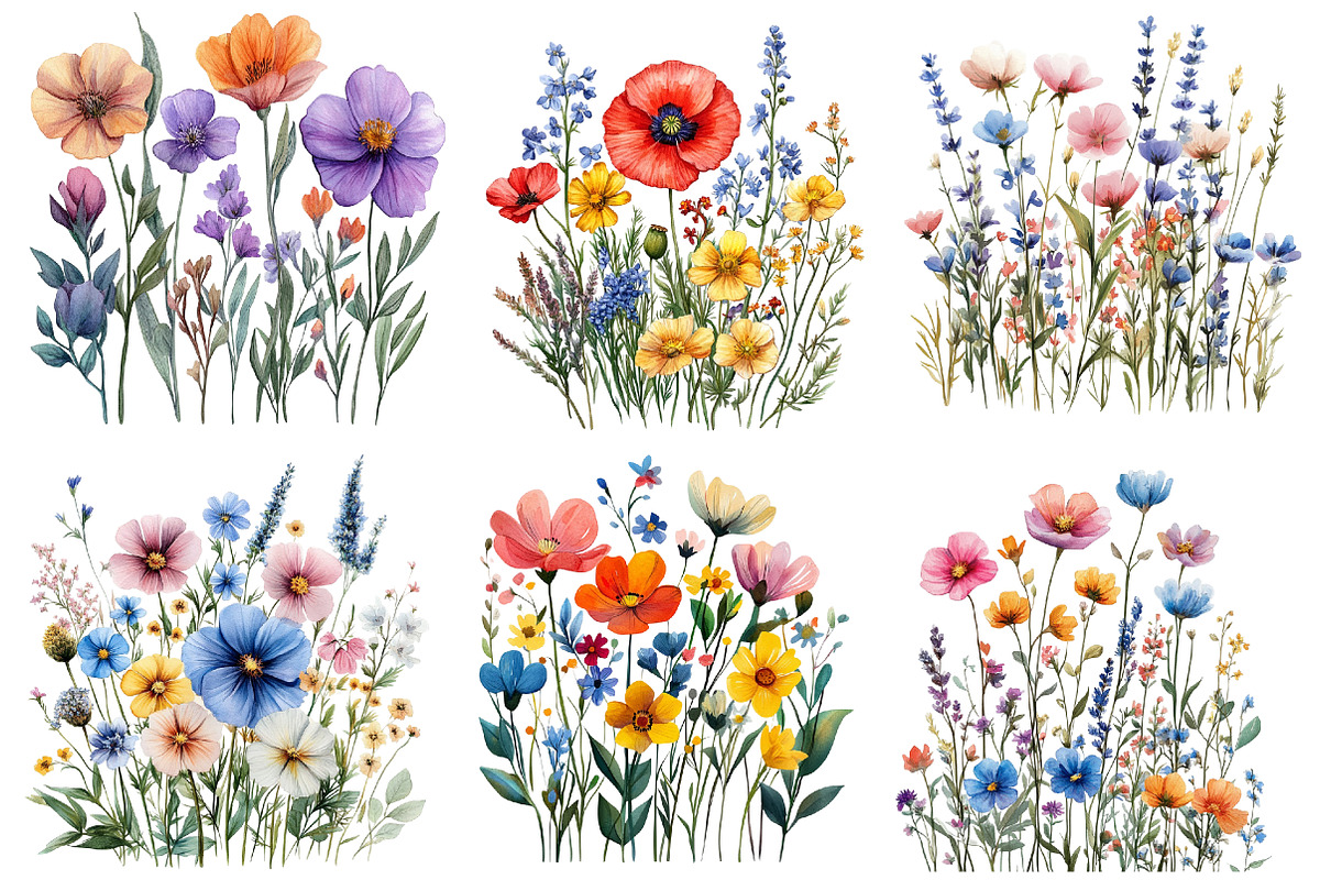 Charming Wild Flowers Watercolor, an Illustration by Designworld (Photo 2 of 8)