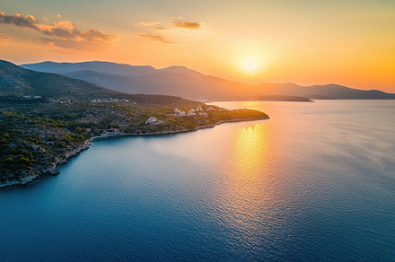 Stunning aerial view of sunset over, a Photo by Iftikhar Alam