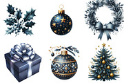 Watercolor Navy Christmas Clipart, an Illustration by DreamArtGraphic (Thumbnail 3 of 5)