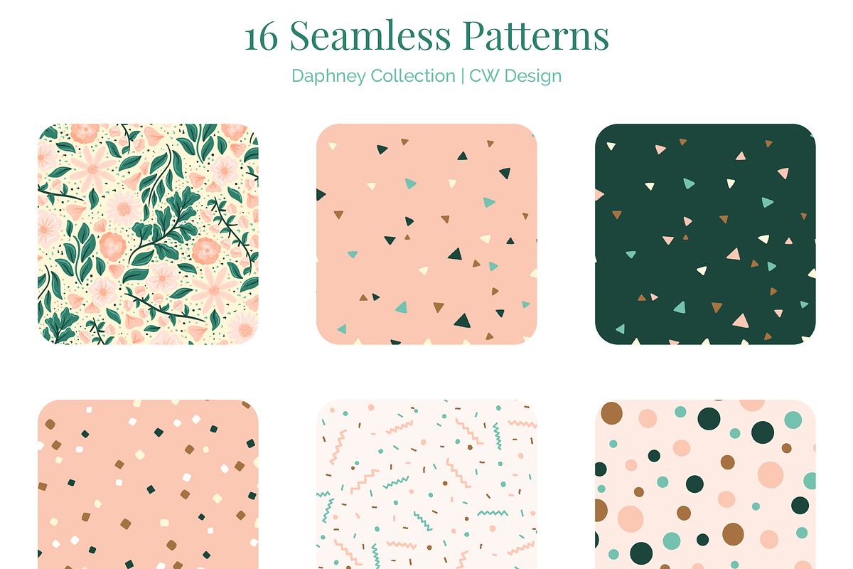 Daphney Florals & Geometric Patterns, a Pattern Graphic by Preyer Design (Photo 2 of 9)