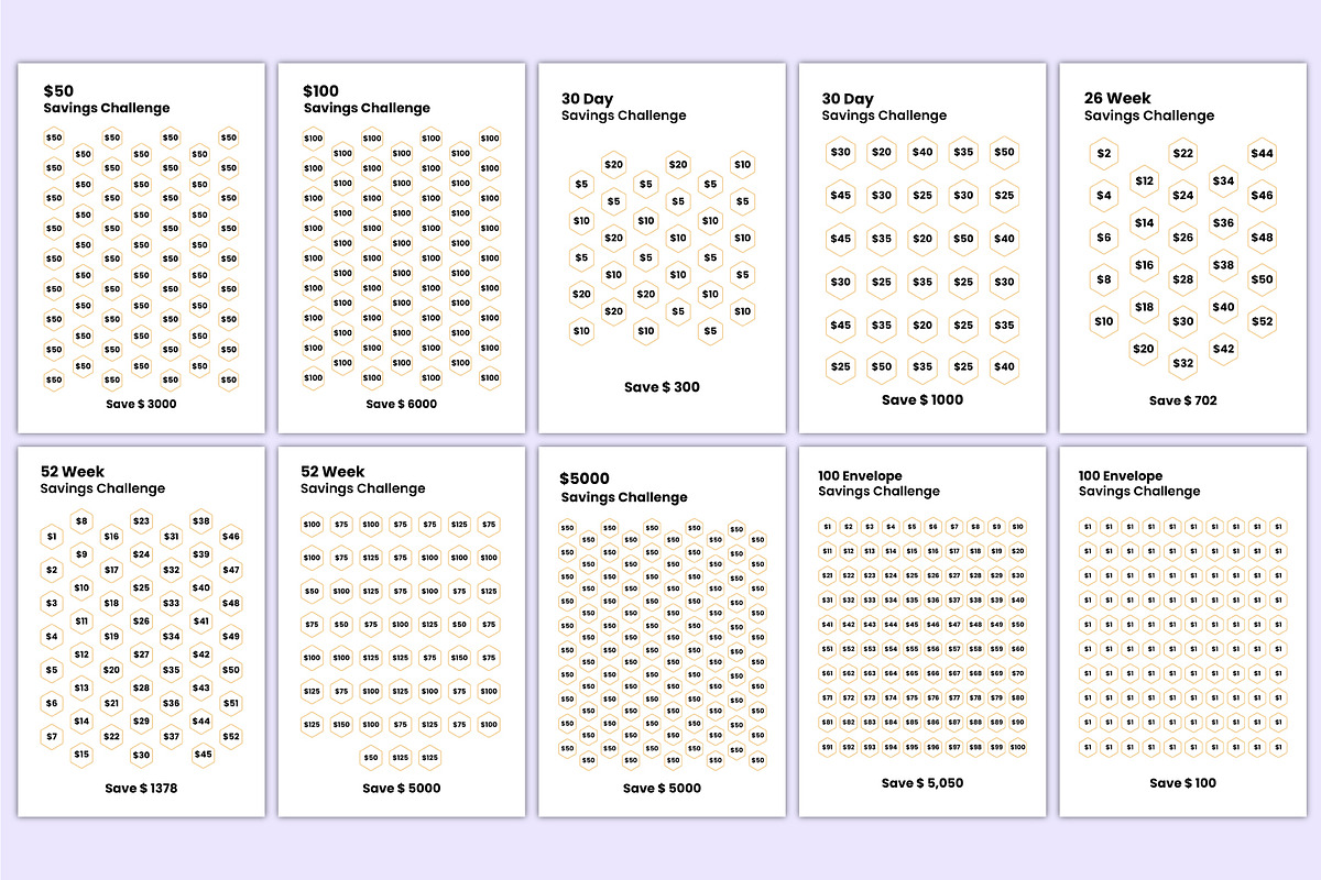 2025-26 Money Saving Challenges Book, a Stationery Template by Mustafiz (Photo 5 of 8)