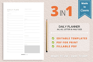 Daily Planner Template, Canva