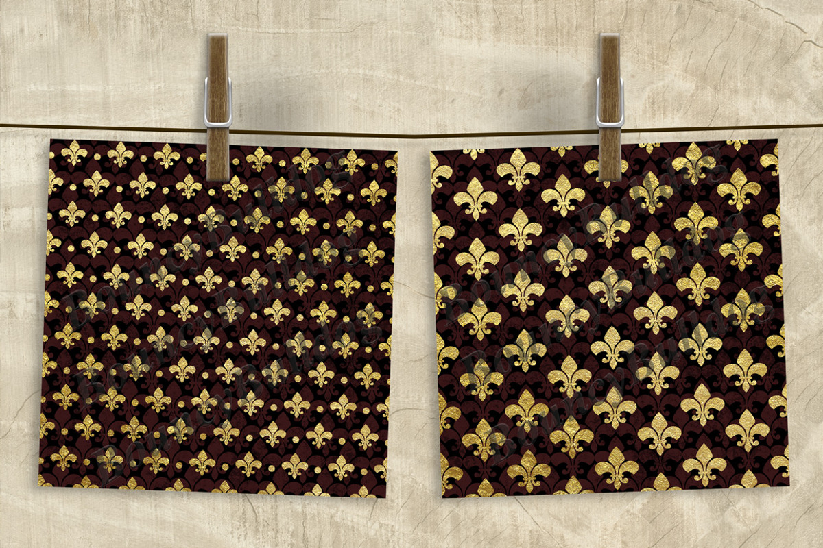 Gold and Burgundy Digital Paper, a Pattern Graphic by BouncyBulldog (Photo 2 of 2)