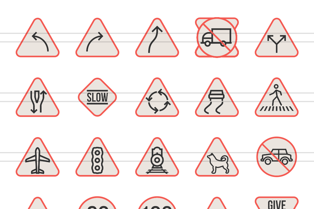 166 Signs Filled Line Icons, an Outline Icon by IconBunny