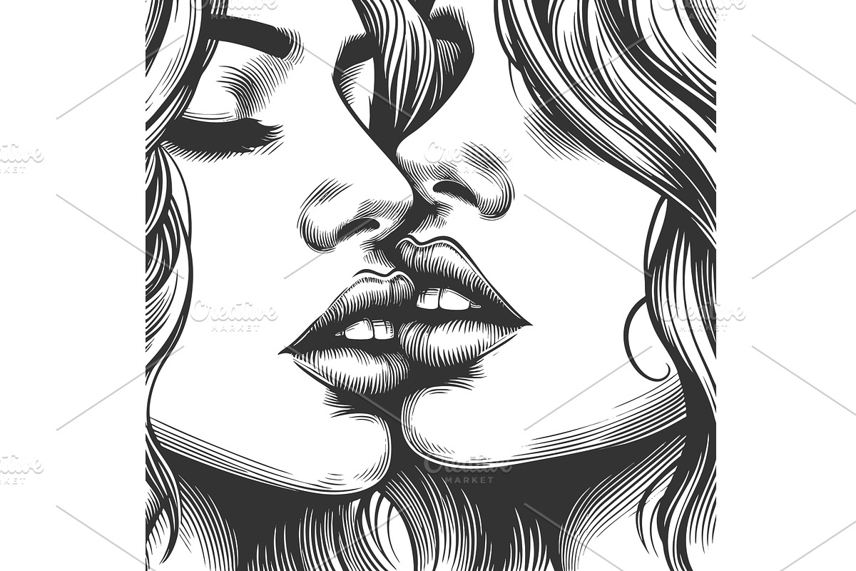 Romantic Close-Up of Two women, a Person Illustration by AlexArt