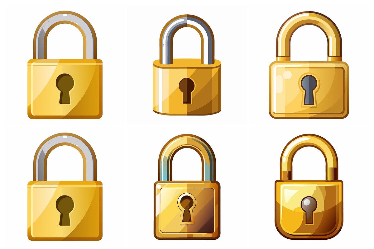 Collection of Shiny Gold Padlocks, an Object Graphic by Billah Hub