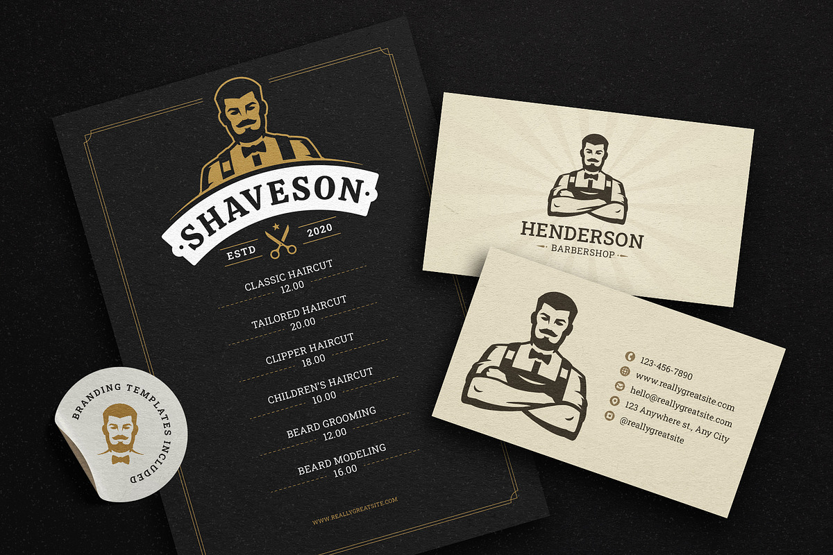 27 Barbershop Logotypes, a Branding & Logo Template by Vasya Kobelev (Photo 9 of 10)