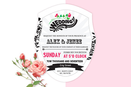 Curve Wedding Invitation Card 