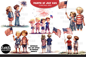 Fourth of July kids clipart