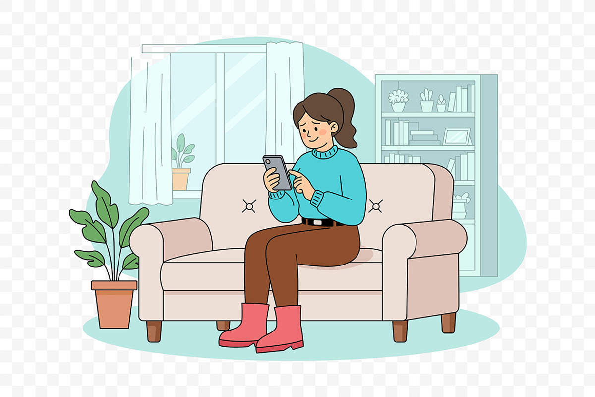 Happy Woman Holding Phone, a Person Illustration by Partikusi Design (Photo 3 of 3)