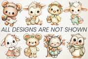 Boho Easter Floral Animals Clipart, an Animal Illustration by RobertsArt (Thumbnail 4 of 6)